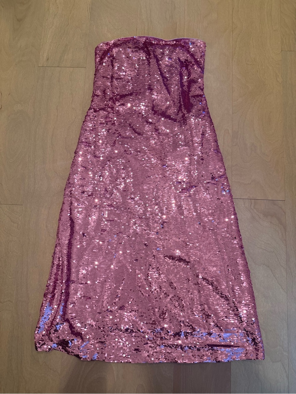 Marie Oliver Strapless Sequined Rose-Pink Gown